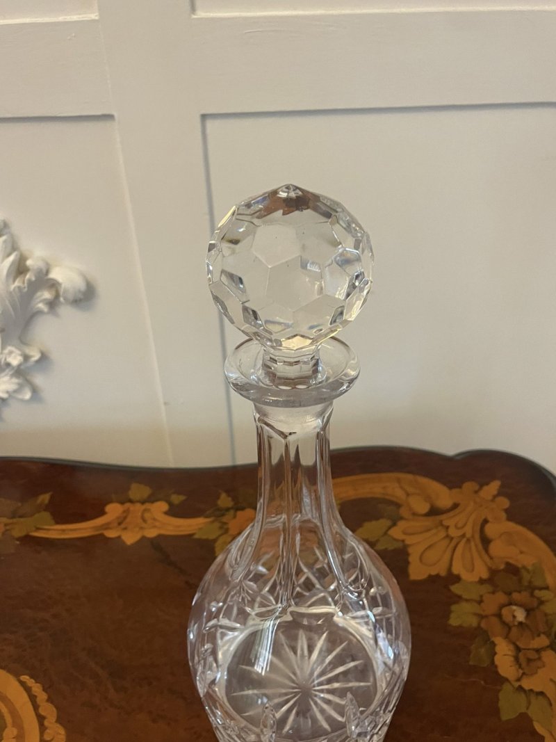 Antique Victorian Quality Cut Glass Decanter - Image 4